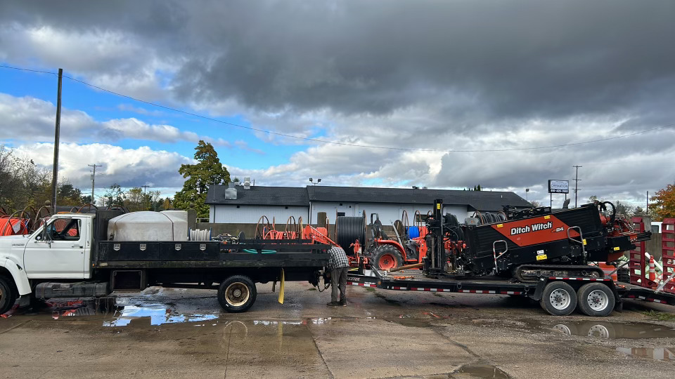 New Cable Service drill, support truck, and equipment prepared for mobilization